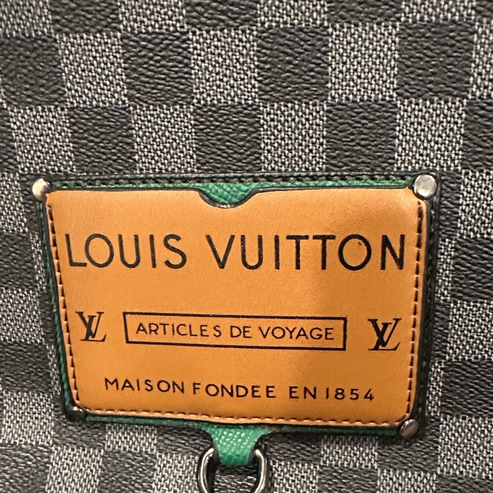 Defected Damier Graphite Backpack with Green Acce… - image 2